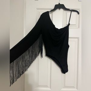 Black body suit with fringe